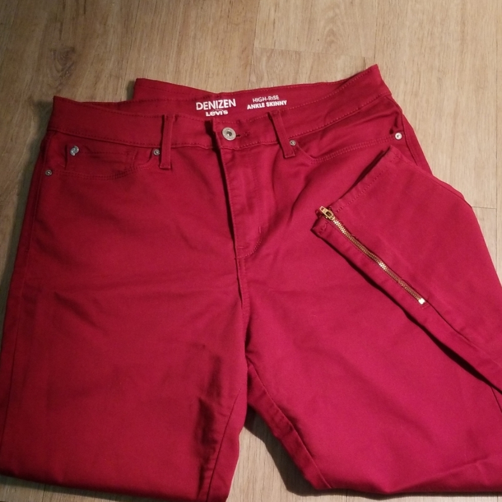 Red Levi's side zip Jean's